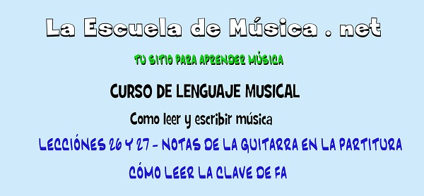 Las notas de la guitarra en la partitura