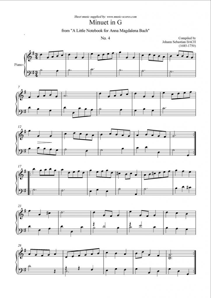 minueto anna magdalena bach